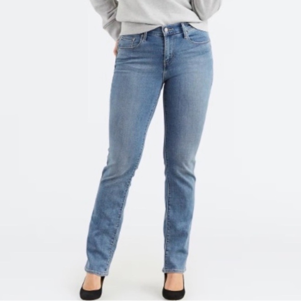 LEVI’S | Women’s 505 Straight Leg Blue Flower Embroidered Denim Jeans size 31